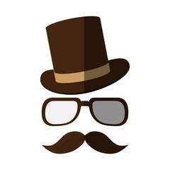 Hat glasses and mustache icon. Hipster style vintage retro fashion and culture theme. Isolated design. Vector illustration