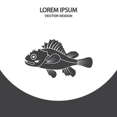 Marine brush fish icon. Simple design for web and mobile
