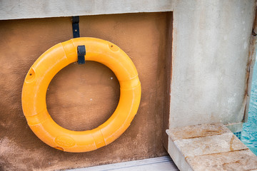 Orange lifebuoy,All Water rescue emergency equipment.