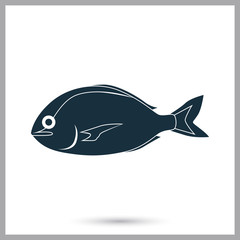 Sea fish icon. Simple design for web and mobile
