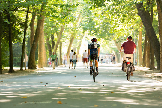 Biking in the Vondelpark in Amsterdam