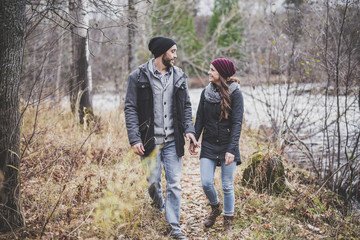 Couple in the autumn park