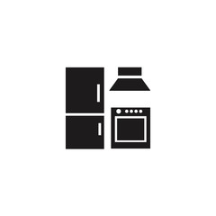 cooker, stove and fridge icon illustration vector