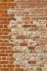 Old Distressed Red Brick Wall With Grungy Surface Vertical Backg