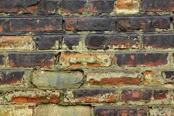 Worn Grungy Red Brick Clay  Facade Wall Texture Background