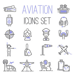 Aviation icons vector set.