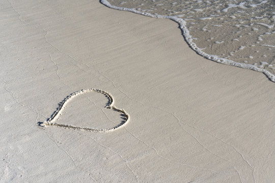 heart drawn in the sand