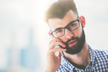 Handsome man on phone