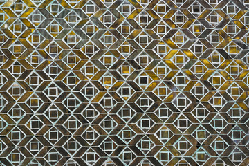 Inlaid mosaic glass wall, Swedagon Pagoda, Yangon, Myanmar