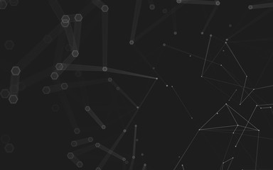 Abstract polygonal space low poly dark background, 3d rendering