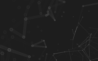 Abstract polygonal space low poly dark background, 3d rendering