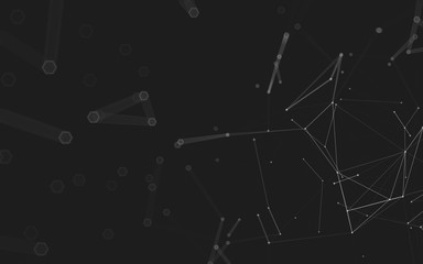 Abstract polygonal space low poly dark background, 3d rendering