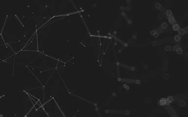 Abstract polygonal space low poly dark background, 3d rendering