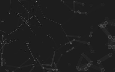 Abstract polygonal space low poly dark background, 3d rendering