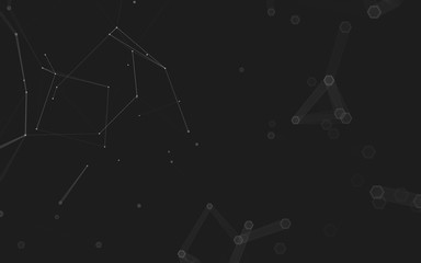 Abstract polygonal space low poly dark background, 3d rendering