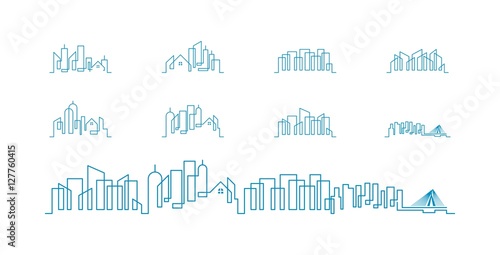 "City Skyline lineart logo set" Imágenes de archivo y vectores libres de derechos en Fotolia.com