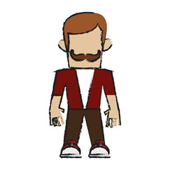 Man icon. Hipster style vintage retro fashion and culture theme. Isolated design. Vector illustration