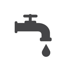 Water Faucet with drop icon. Black silhouette. Vector illustration.