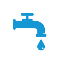Water Faucet with drop icon. Blue silhouette. Vector illustration.