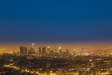 skyline of Los Angeles by night