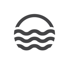 Water waves logo. Sea flowing sign. Water symbol. Black. Vector illustration.