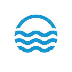 Water waves logo. Sea flowing sign. Water symbol. Blue. Vector illustration.