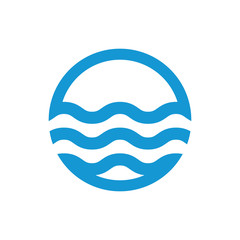 Water waves logo. Sea flowing sign. Water symbol. Blue. Vector illustration.