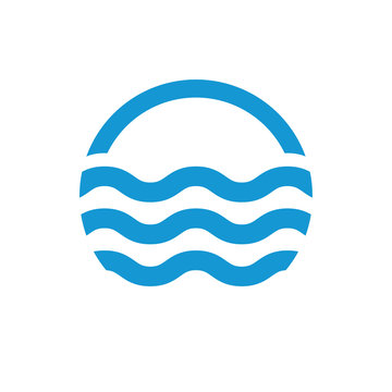 Water waves logo. Sea flowing sign. Water symbol. Blue. Vector illustration.
