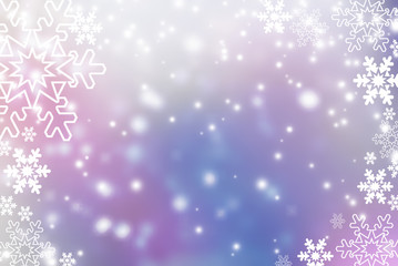 Abstract snowflake Christmas winter background. Falling snow  on light background