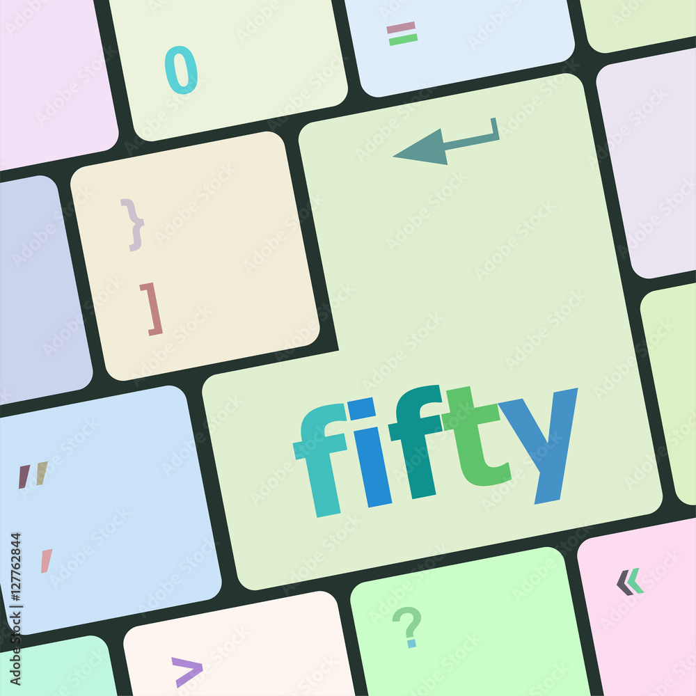 Aufkleber fifty button on computer pc keyboard key