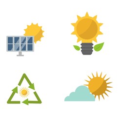 Sun solar energy vector set.