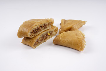 Asian sweet pancake on white background
