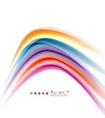 Multicolored lines on white, motion concept abstract background