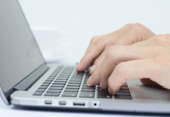 Man working on laptop computer