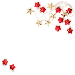 Christmas ornaments decorations Golden stars red baubles flat la
