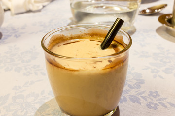 Milky coffee with cacao