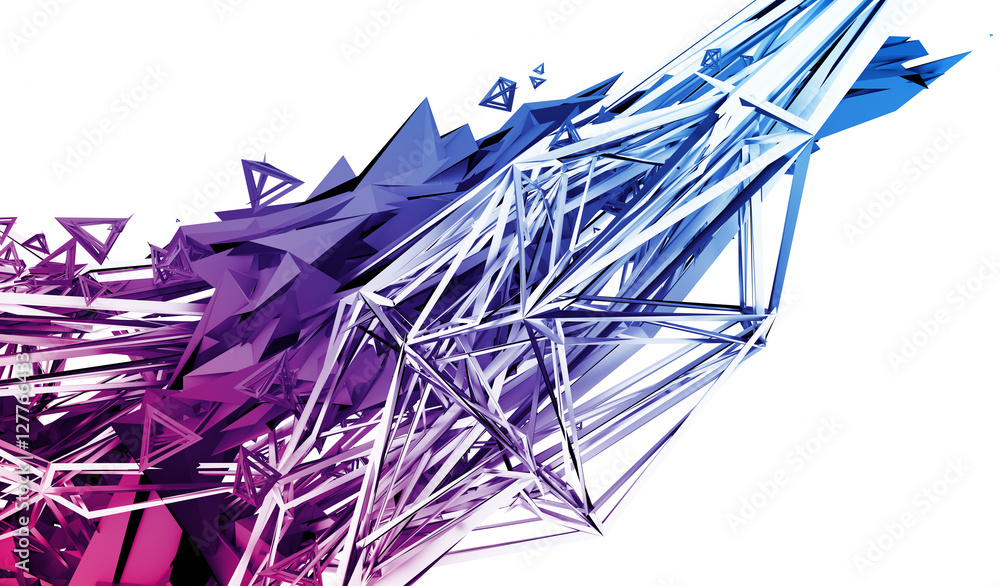 Poster abstract 3d rendering of chaotic plexus surface. contemporary background with futuristic polygonal s