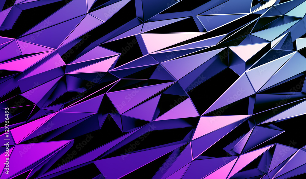 Poster abstract 3d rendering of triangulated surface. contemporary background of futuristic polygonal shape