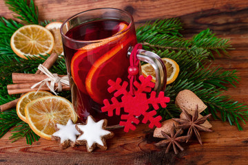 Mulled wine christmas decorated vintage style