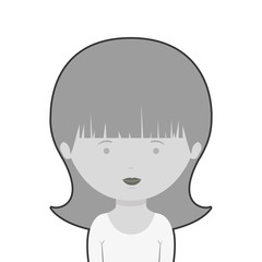 monochrome half body woman with short hair vector illustration