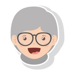 front face elderly woman smiling with glasses vector illustration