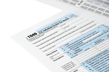 Obraz premium close up on 1040 tax form