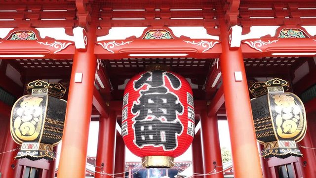 Giant red lantern at the gate of Senso-ji Temple or Asakusa Temple, Tokyo, Japan