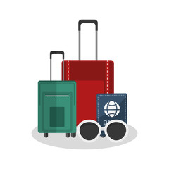 Bag and glasses icon. Travel trip vacation tourism and journey theme. Isolated design. Vector illustration