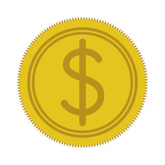 silhouette yellow coin with dollar symbol vector illustration