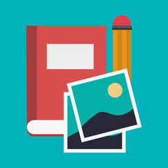 Book pencil and picture icon. Blog network multimedia technology social media and communication theme. Vector illustration