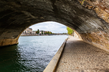 under a Seine Bridge in Paris
