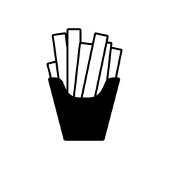silhouette monochrome with fries portion vector illustration