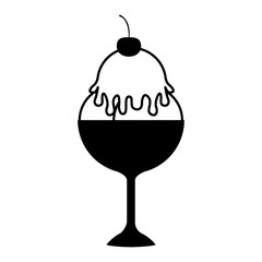 silhouette monochrome with ice cream cup vector illustration