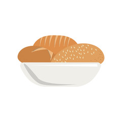 colorful silhouette dish with bread vector illustration